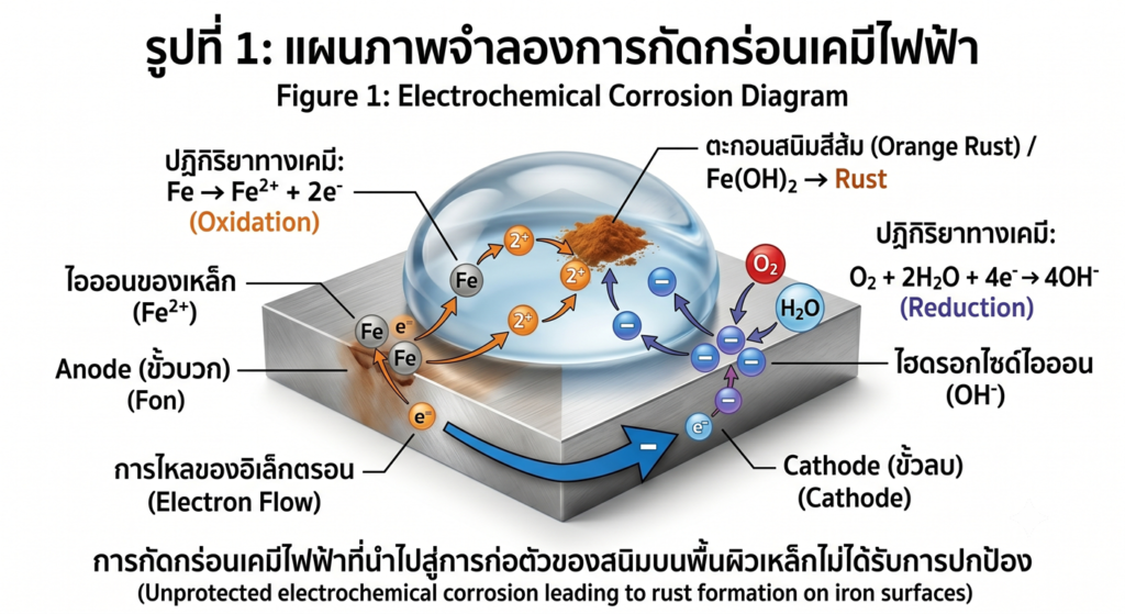 แผนภาพจำลองการกัดกร่อนเคมีไฟฟ้า (Electrochemical Corrosion Diagram)
