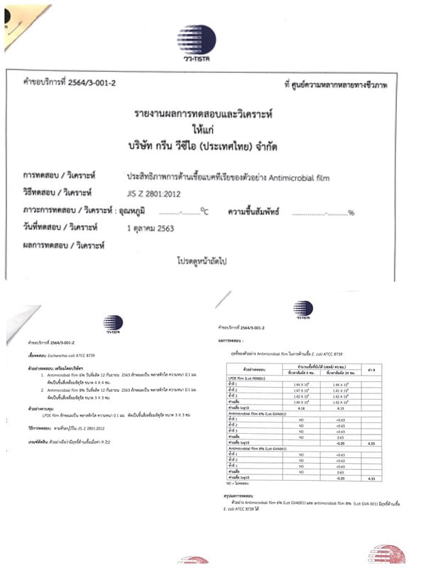 Anti-Microbial Certificate by TISTR