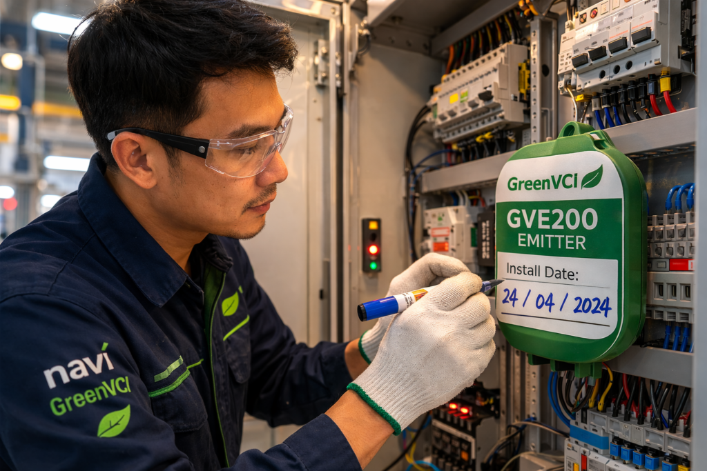 VCI Emitter GVE200 สำหรับตู้ MDB โซลาร์เซลล์", "การป้องกันออกไซด์ในตู้ควบคุมไฟฟ้าด้วย GreenVCI