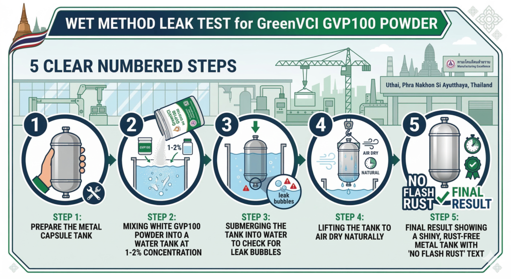 GreenVCI GVP100 VCI Powder_Wet Method Leak Test